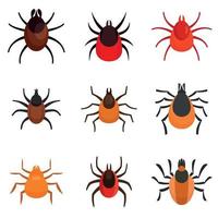 Mite icons set, flat style vector