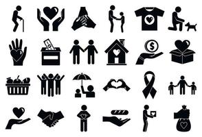 Volunteering helping icons set, simple style vector