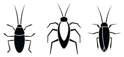 Cockroach insect icons set, simple style vector