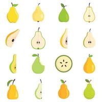 Pear icons set, flat style vector