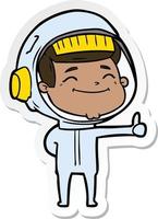 sticker of a happy cartoon astronaut vector