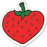 sticker of a cartoon strawberry vector