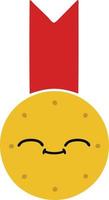 flat color retro cartoon gold medal vector