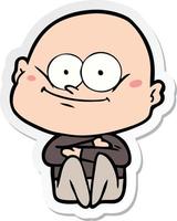 sticker of a cartoon bald man staring vector