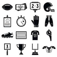 American football icons set, simple style vector