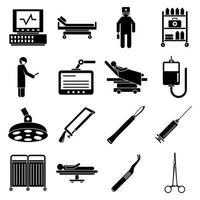 Surgeons operating tool icons set, simple style vector