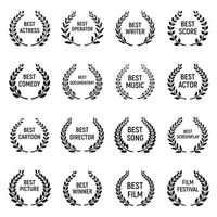 conjunto de iconos del festival de cine, estilo simple vector