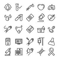 Blood Donation Outline Icons Set vector