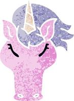 quirky retro illustration style cartoon unicorn vector