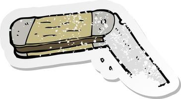 retro distressed sticker of a cartoon folding knife vector