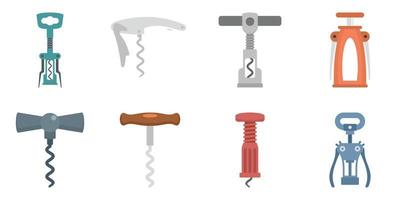 Corkscrew icon set, flat style vector