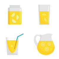 Lemonade icon set, flat style vector