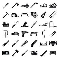 Carpenter construction icon set, simple style vector