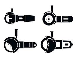 Angle grinder tool icon set, simple style vector