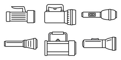 conjunto de iconos de linterna de emergencia, estilo de esquema vector