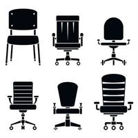 Office desk chair icons set, simple style vector