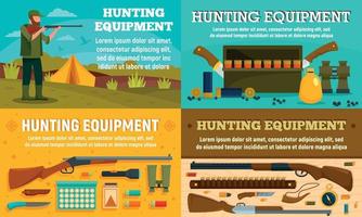 Hunting equipment banner set, flat style