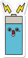 sticker of a cute cartoon battery vector