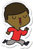 sticker of a cartoon happy boy vector