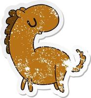 pegatina angustiada caricatura kawaii de un lindo caballo vector