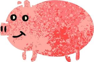 retro illustration style cartoon pig vector