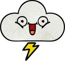 retro grunge texture cartoon thunder cloud vector