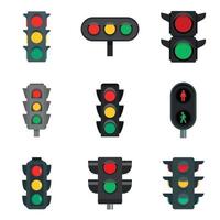 conjunto de iconos de semáforos, estilo plano