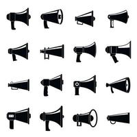 Megaphone loud speaker icons set, simple style vector