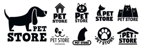 Open pet store logo set, simple style vector