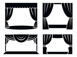 Theatrical stage icon set, simple style vector