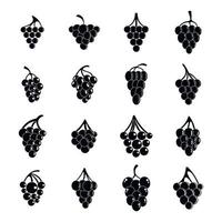 Grape wine bunch icons set, simple style vector