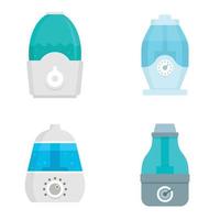 Humidifier icon set, flat style vector