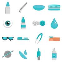 Contact lens icon set, flat style vector