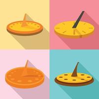 Sundial icons set, flat style vector