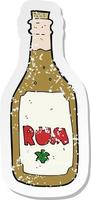retro distressed sticker of a cartoon rum bottle vector