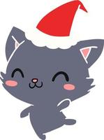 christmas cartoon of kawaii cat vector