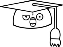 sombrero de graduación de dibujos animados de dibujo lineal vector