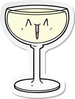 sticker of a cartoon glass of wine vector