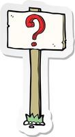 sticker of a cartoon signpost with question mark vector