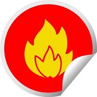 circular peeling sticker cartoon fire vector