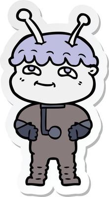 sticker of a friendly cartoon spaceman