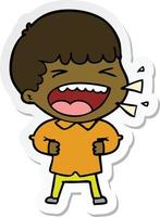 sticker of a cartoon laughing man vector