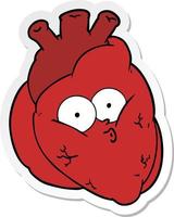 sticker of a cartoon curious heart vector