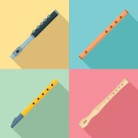 Flute icon set, flat style vector