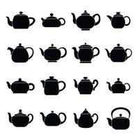 Kettle teapot icons set, simple style vector