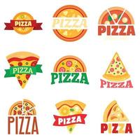 conjunto de logotipos de pizza, estilo plano vector