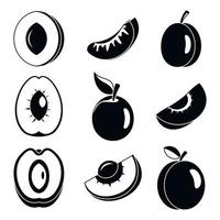 Apricot fruit icons set, simple style vector