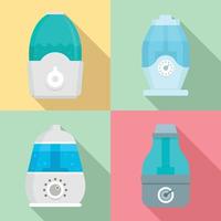 Humidifier icon set, flat style vector