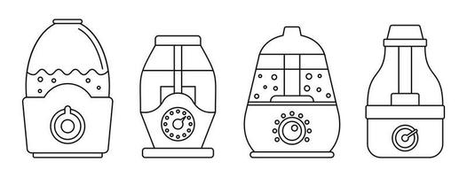 Home humidifier icon set, outline style vector