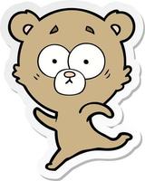 distressed sticker of a cartoon bear vector